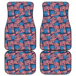 Grunge American Flag Pattern Print Front and Back Car Floor Mats