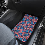Grunge American Flag Pattern Print Front and Back Car Floor Mats