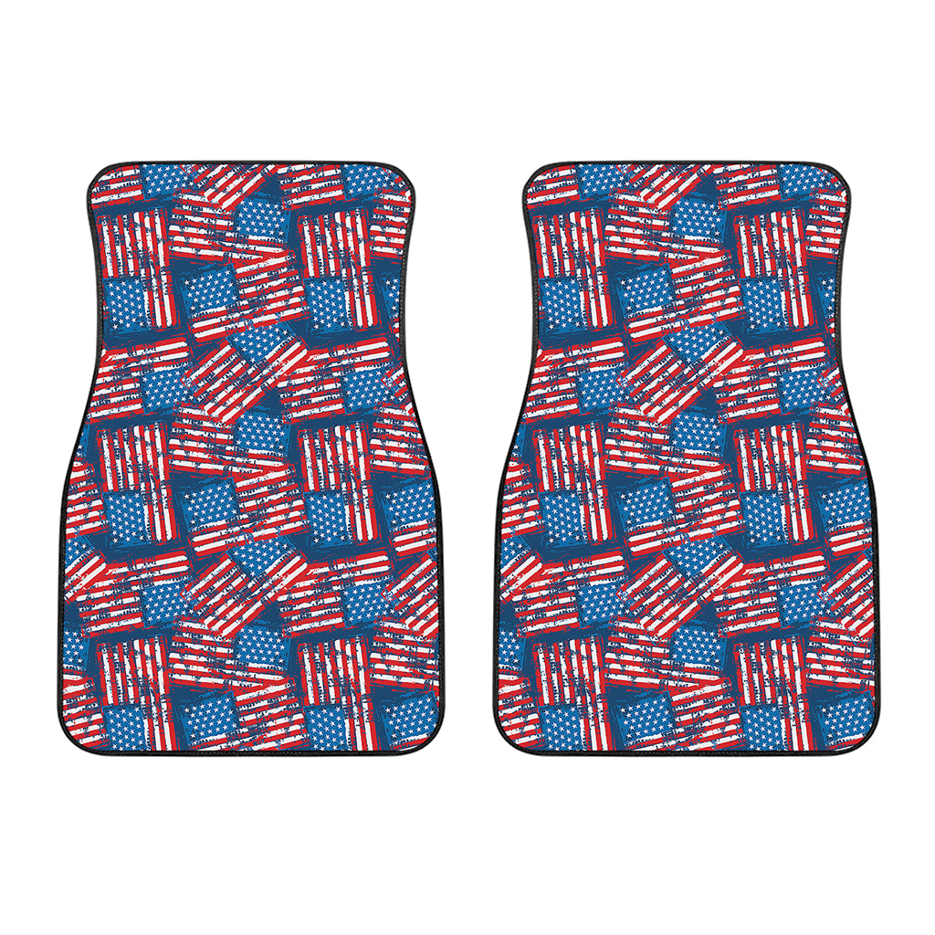 Grunge American Flag Pattern Print Front Car Floor Mats