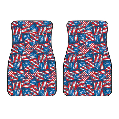 Grunge American Flag Pattern Print Front Car Floor Mats