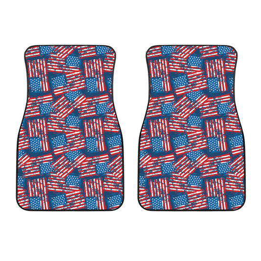 Grunge American Flag Pattern Print Front Car Floor Mats