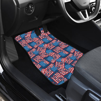 Grunge American Flag Pattern Print Front Car Floor Mats
