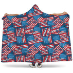 Grunge American Flag Pattern Print Hooded Blanket