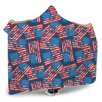 Grunge American Flag Pattern Print Hooded Blanket