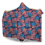 Grunge American Flag Pattern Print Hooded Blanket
