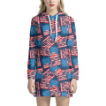 Grunge American Flag Pattern Print Pullover Hoodie Dress