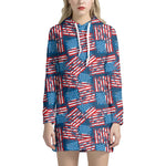 Grunge American Flag Pattern Print Hoodie Dress