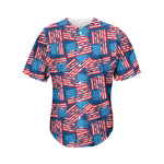 Grunge American Flag Pattern Print Men's Baseball Jersey