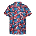 Grunge American Flag Pattern Print Men's Short Sleeve Shirt