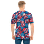Grunge American Flag Pattern Print Men's T-Shirt