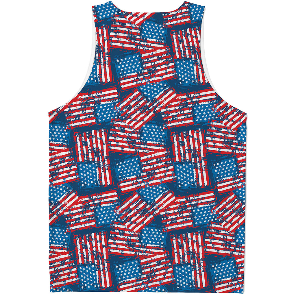 Grunge American Flag Pattern Print Men's Tank Top