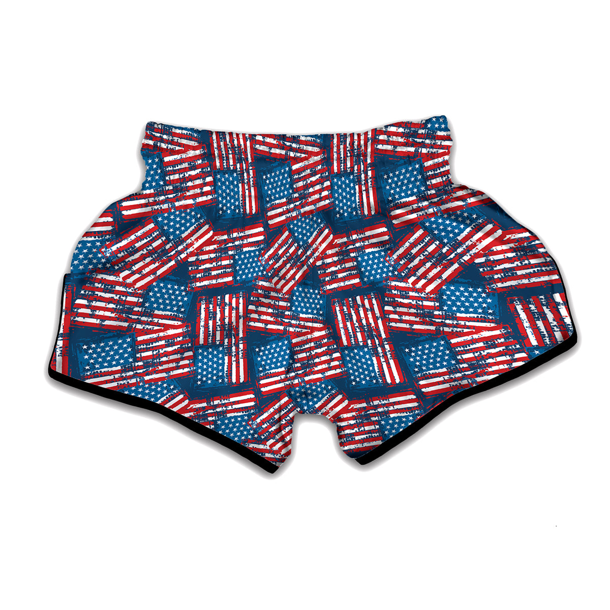 Grunge American Flag Pattern Print Muay Thai Boxing Shorts