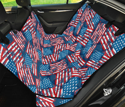Grunge American Flag Pattern Print Pet Car Back Seat Cover
