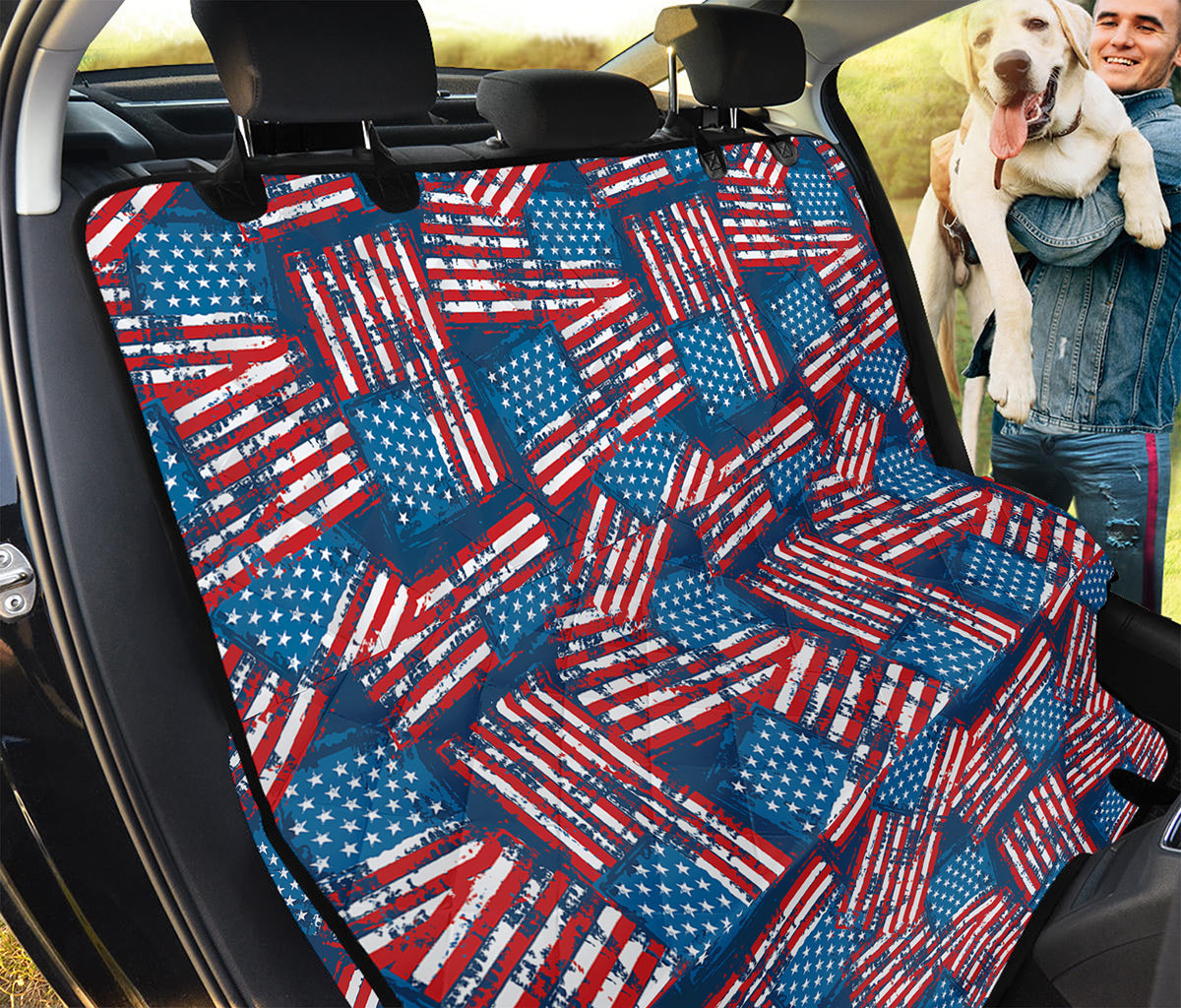 Grunge American Flag Pattern Print Pet Car Back Seat Cover