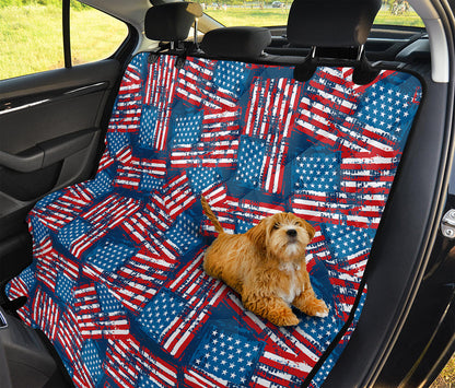 Grunge American Flag Pattern Print Pet Car Back Seat Cover