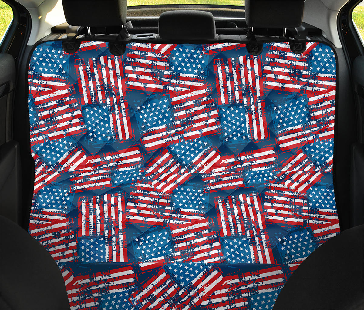 Grunge American Flag Pattern Print Pet Car Back Seat Cover