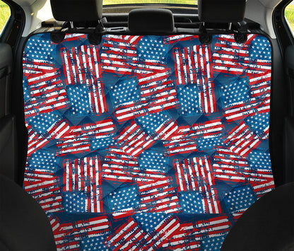 Grunge American Flag Pattern Print Pet Car Back Seat Cover