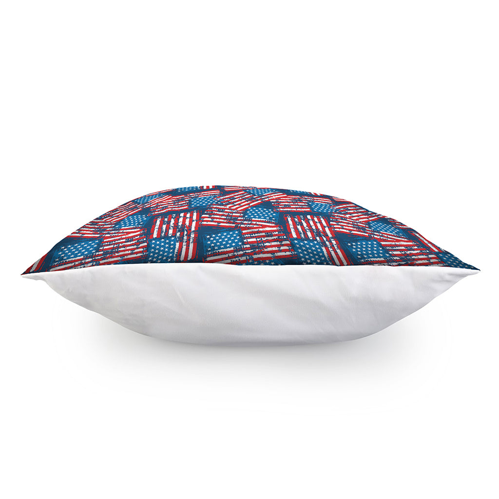 Grunge American Flag Pattern Print Pillow Cover