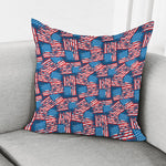 Grunge American Flag Pattern Print Pillow Cover