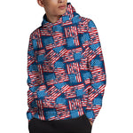 Grunge American Flag Pattern Print Pullover Hoodie
