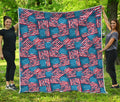 Grunge American Flag Pattern Print Quilt