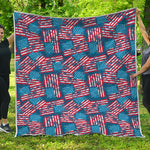 Grunge American Flag Pattern Print Quilt