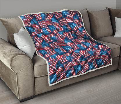 Grunge American Flag Pattern Print Quilt