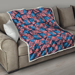 Grunge American Flag Pattern Print Quilt