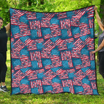 Grunge American Flag Pattern Print Quilt