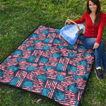 Grunge American Flag Pattern Print Quilt