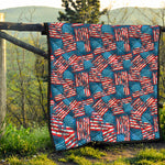 Grunge American Flag Pattern Print Quilt