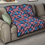 Grunge American Flag Pattern Print Quilt