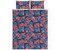 Grunge American Flag Pattern Print Quilt Bed Set