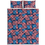 Grunge American Flag Pattern Print Quilt Bed Set