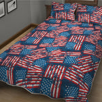 Grunge American Flag Pattern Print Quilt Bed Set