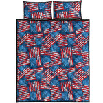 Grunge American Flag Pattern Print Quilt Bed Set