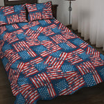 Grunge American Flag Pattern Print Quilt Bed Set