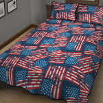 Grunge American Flag Pattern Print Quilt Bed Set
