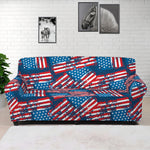 Grunge American Flag Pattern Print Sofa Cover
