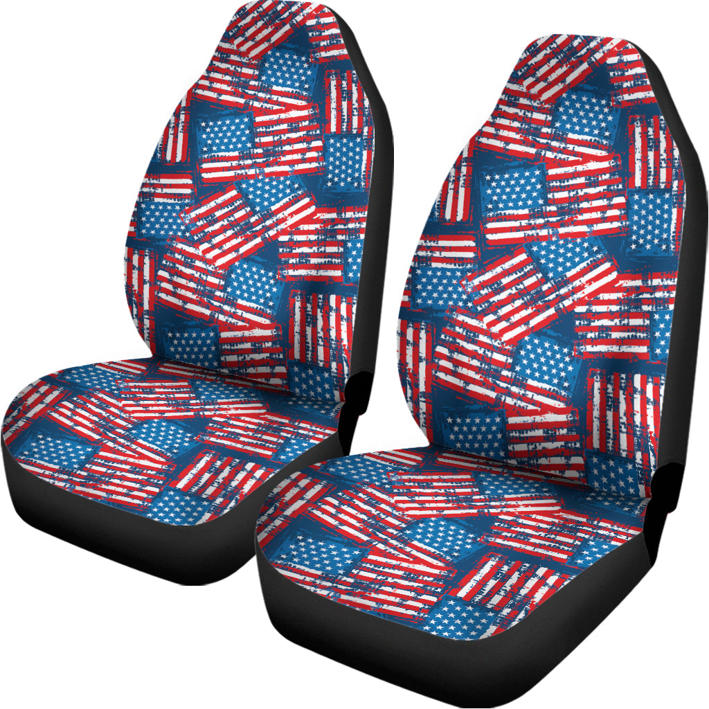 Grunge American Flag Pattern Print Universal Fit Car Seat Covers