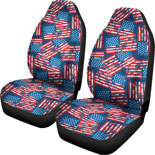 Grunge American Flag Pattern Print Universal Fit Car Seat Covers