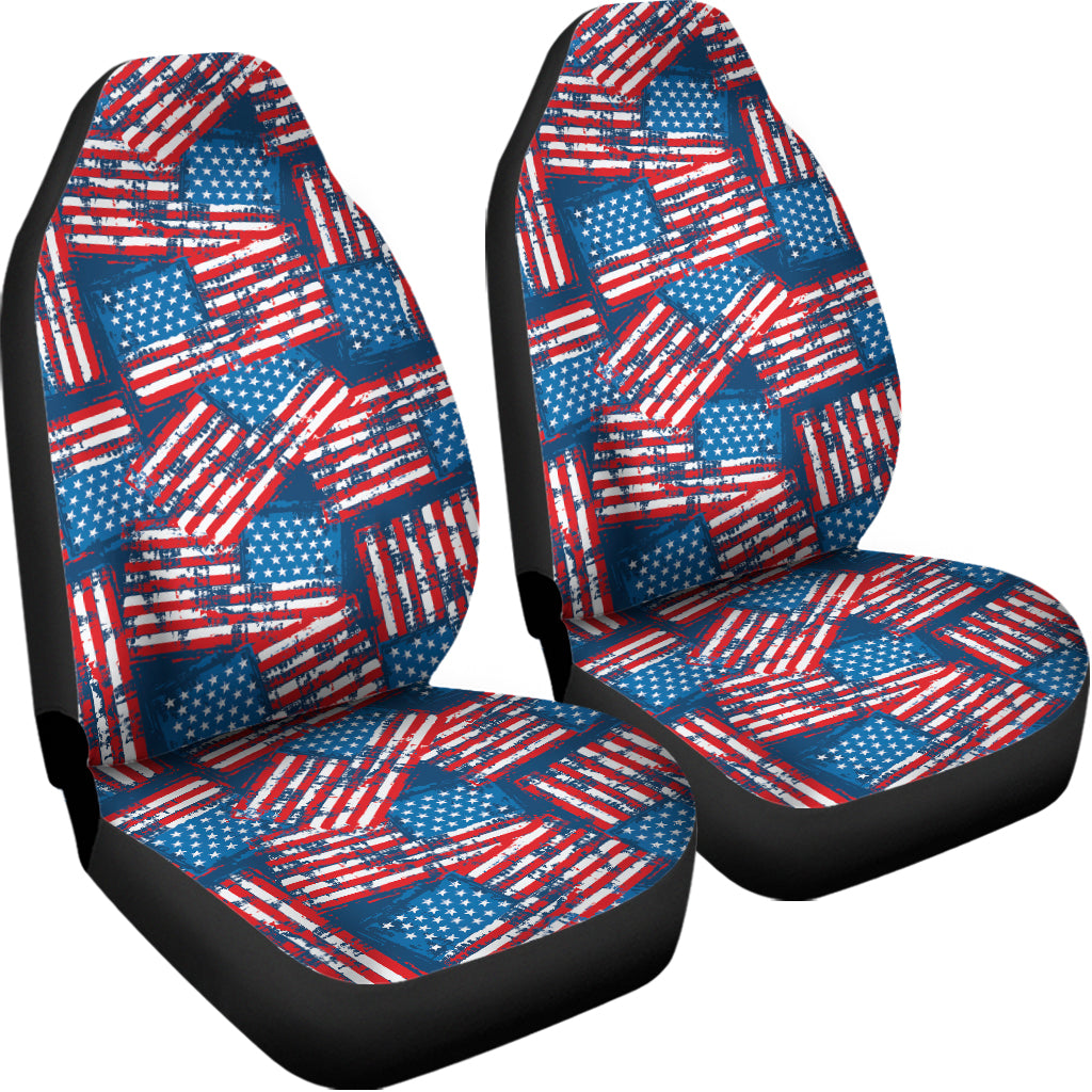 Grunge American Flag Pattern Print Universal Fit Car Seat Covers