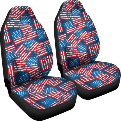 Grunge American Flag Pattern Print Universal Fit Car Seat Covers