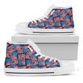 Grunge American Flag Pattern Print White High Top Sneakers