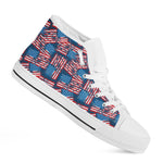 Grunge American Flag Pattern Print White High Top Shoes