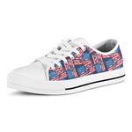 Grunge American Flag Pattern Print White Low Top Shoes