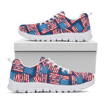Grunge American Flag Pattern Print White Sneakers