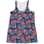 Grunge American Flag Pattern Print Women's Racerback Tank Top