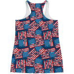 Grunge American Flag Pattern Print Women's Racerback Tank Top