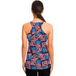 Grunge American Flag Pattern Print Women's Racerback Tank Top